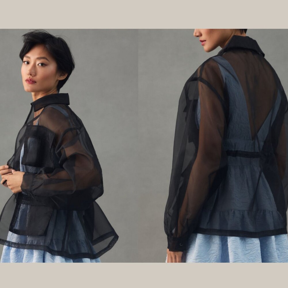 Pilcro | Sheer Shirt Jacket | Black | One Size